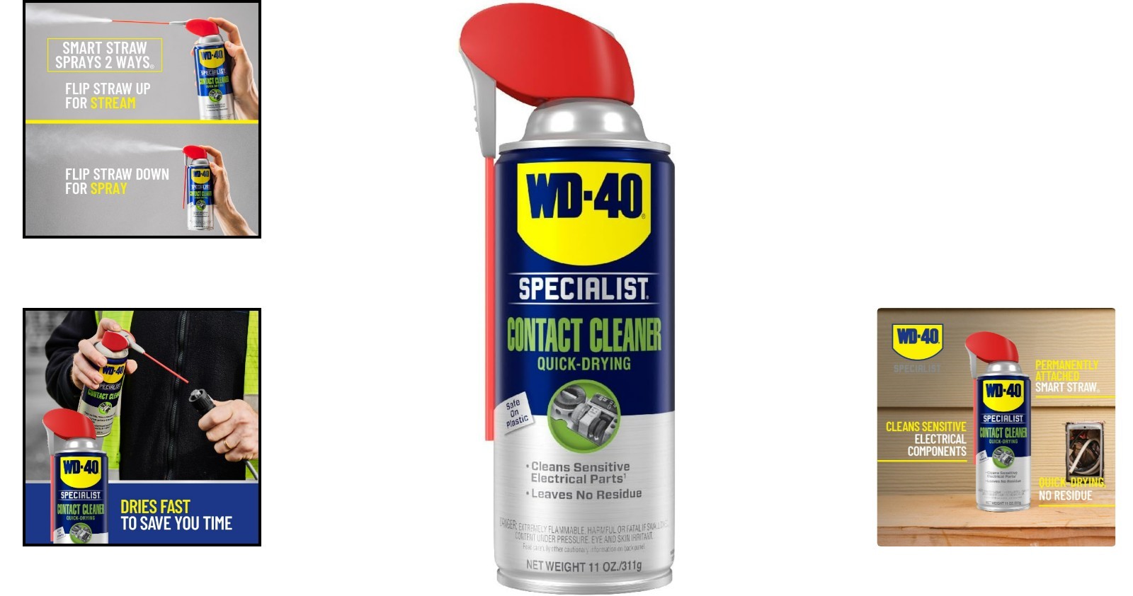 Specialist Contact Cleaner – 11oz Spray for Metal & Plastic with Smart Straw