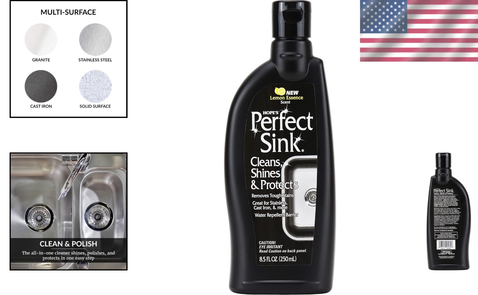 Gentle Sink Cleaner and Polish 8.5 Fl Oz Multi Surface Water Repellent Formula