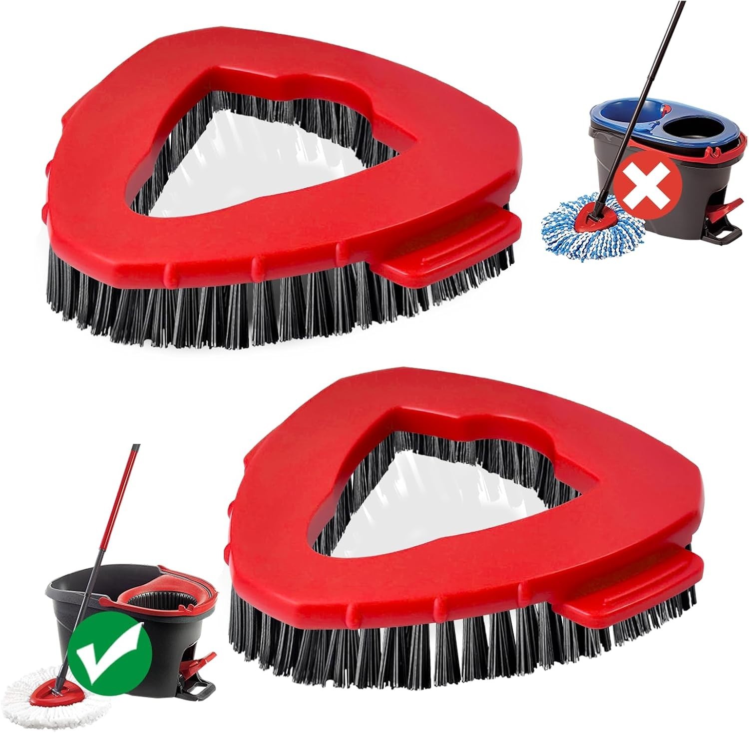 Superior 2-Pack Spin Mop Scrub Brush Heads for EasyWring Systems – Hard Bristle