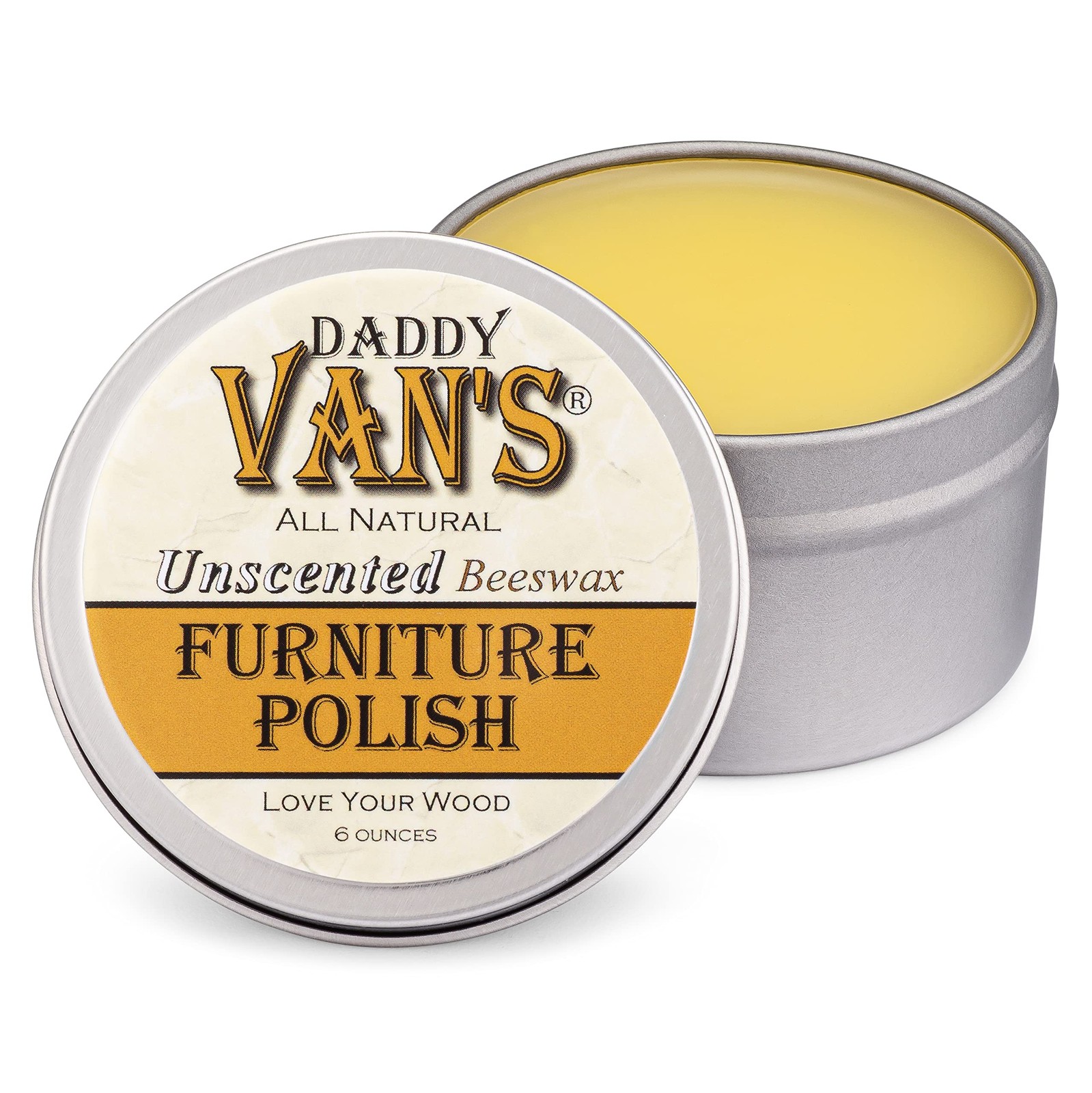 Daddy Van’s All Natural Beeswax Furniture Polish – Unscented, FoodSafe Wood W…
