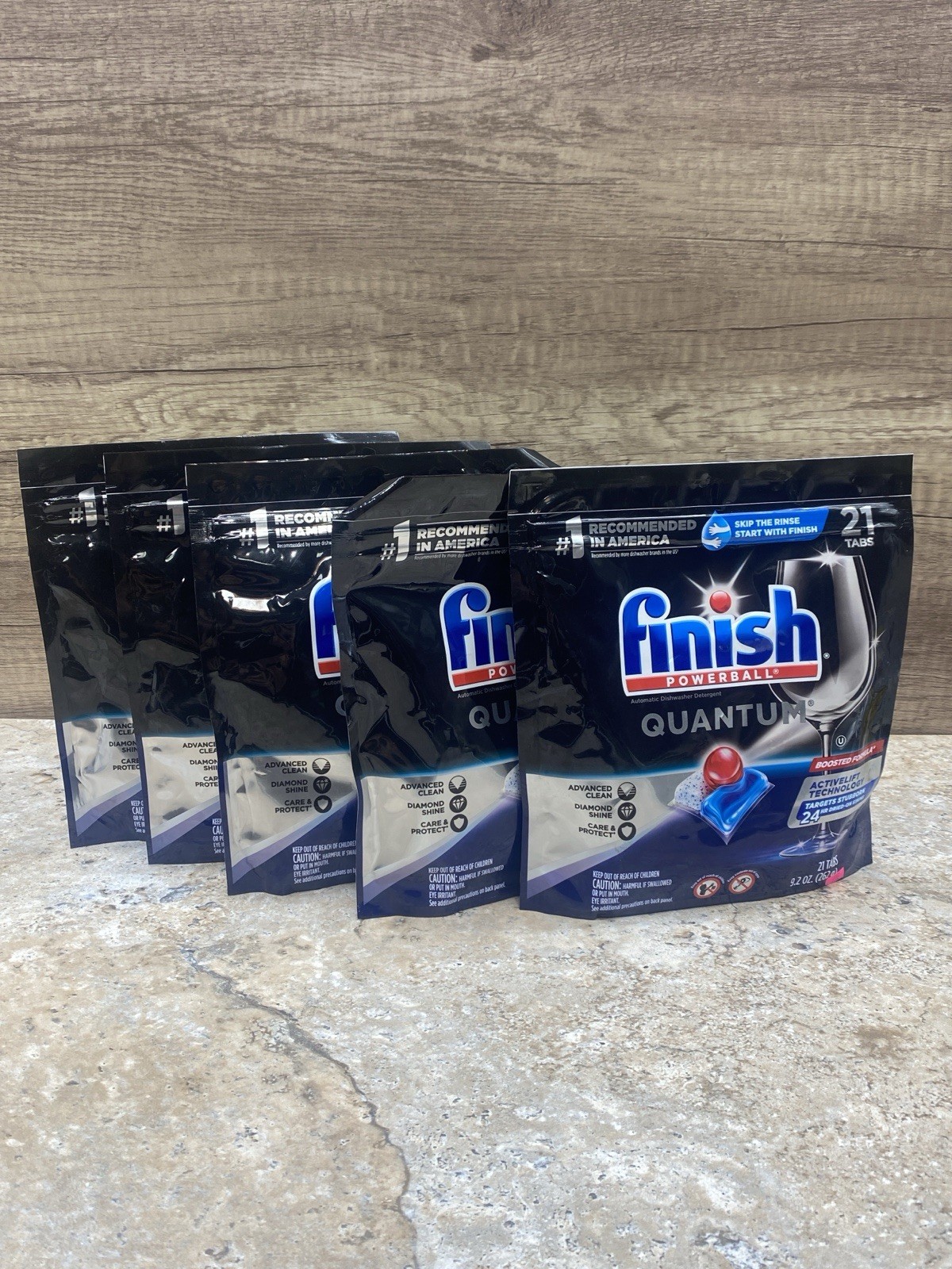 Finish POWERBALL QUANTUM Dishwasher Detergent Diamond Shine Advance Cleaner 21ct