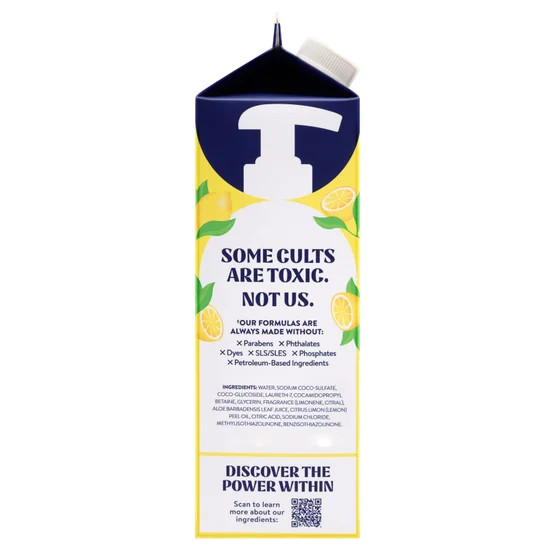 Cleancult Liquid Dish Soap, Lemon Verbena, 32 fl oz, 6-count