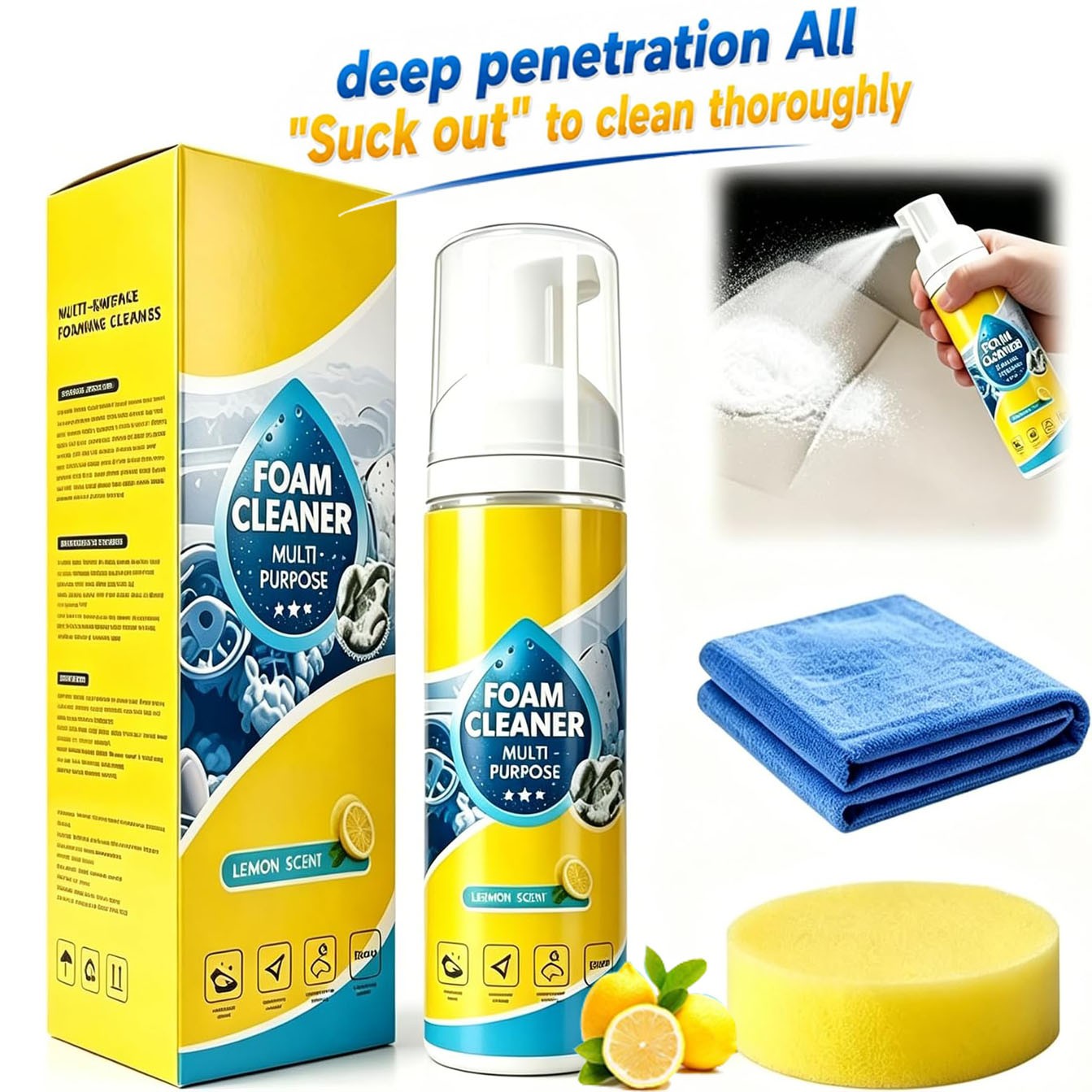 150ml Foam Cleaner, 4-in-1 Multi-Enzyme Foam Cleaners, New Foam No-Rinse Cleaner