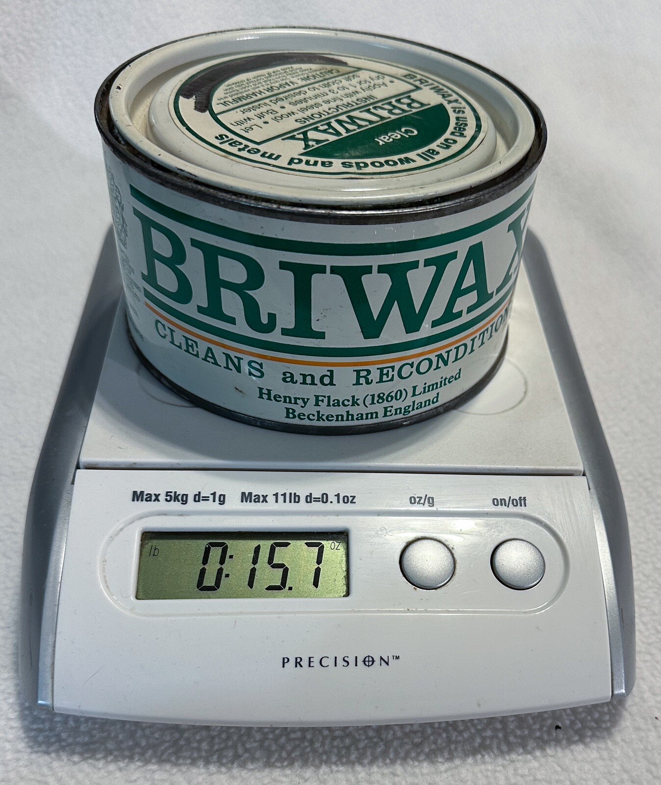 Vintage Briwax Natural Wax Metal Can Clear Wood Wooden Surfaces 15.7 Oz Total Wt