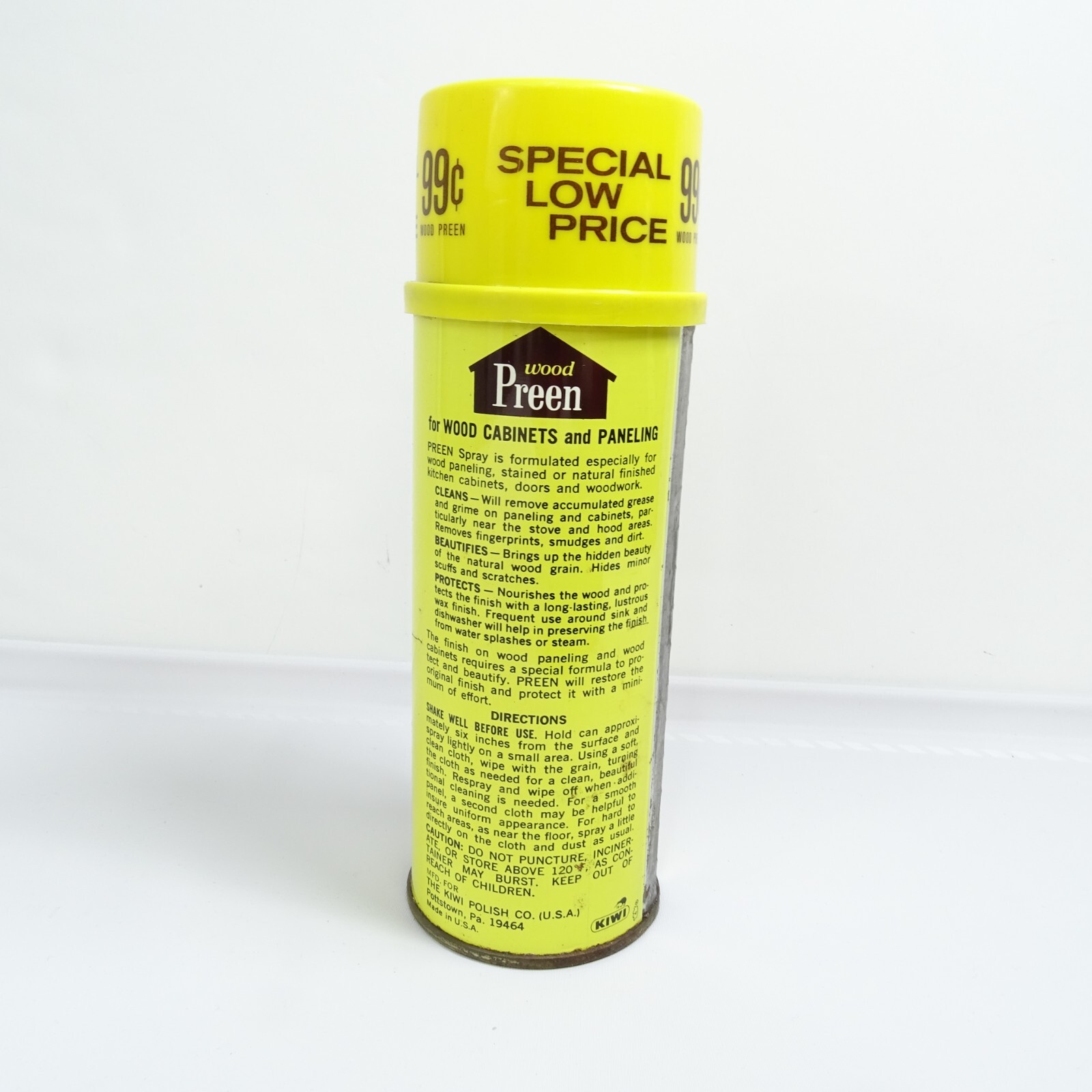 KIWI WOOD PREEN Cabinet Paneling Cleans Protects Furniture 13oz Spray Can Prop