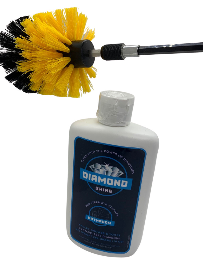 3 Piece – Diamond Shine Bathroom Cleaner & Toilet Drill Brush Combo w/extension