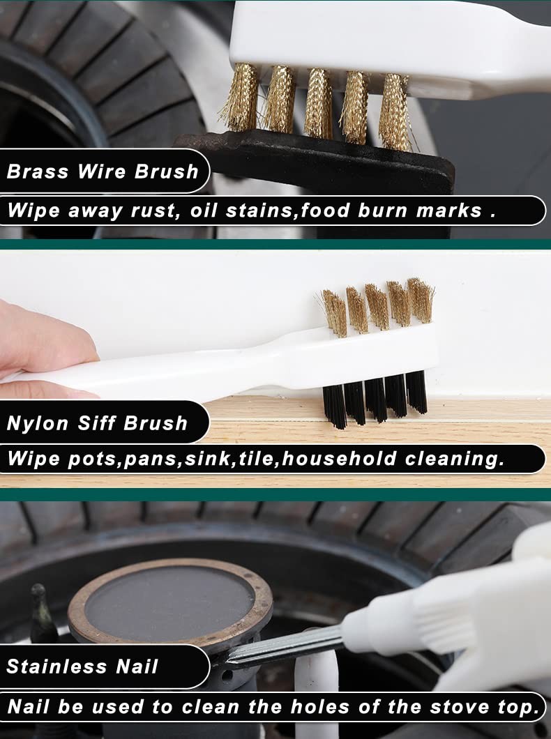 Gas Stove Brass Wire Stiff Bristles Brushes Rust Cleaner for Kitchen Grease G…