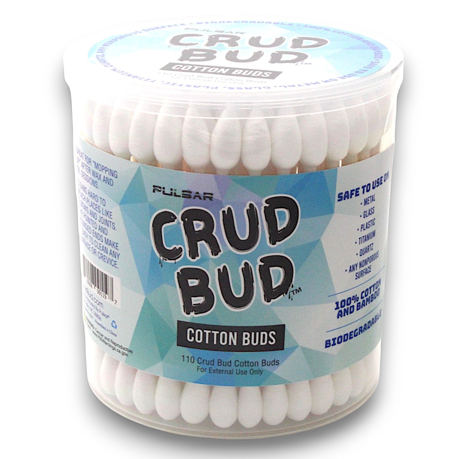 PULSAR Crud Buds Premium Cotton Swabs 110ct | Quality Bong Water Pipe Cleaning
