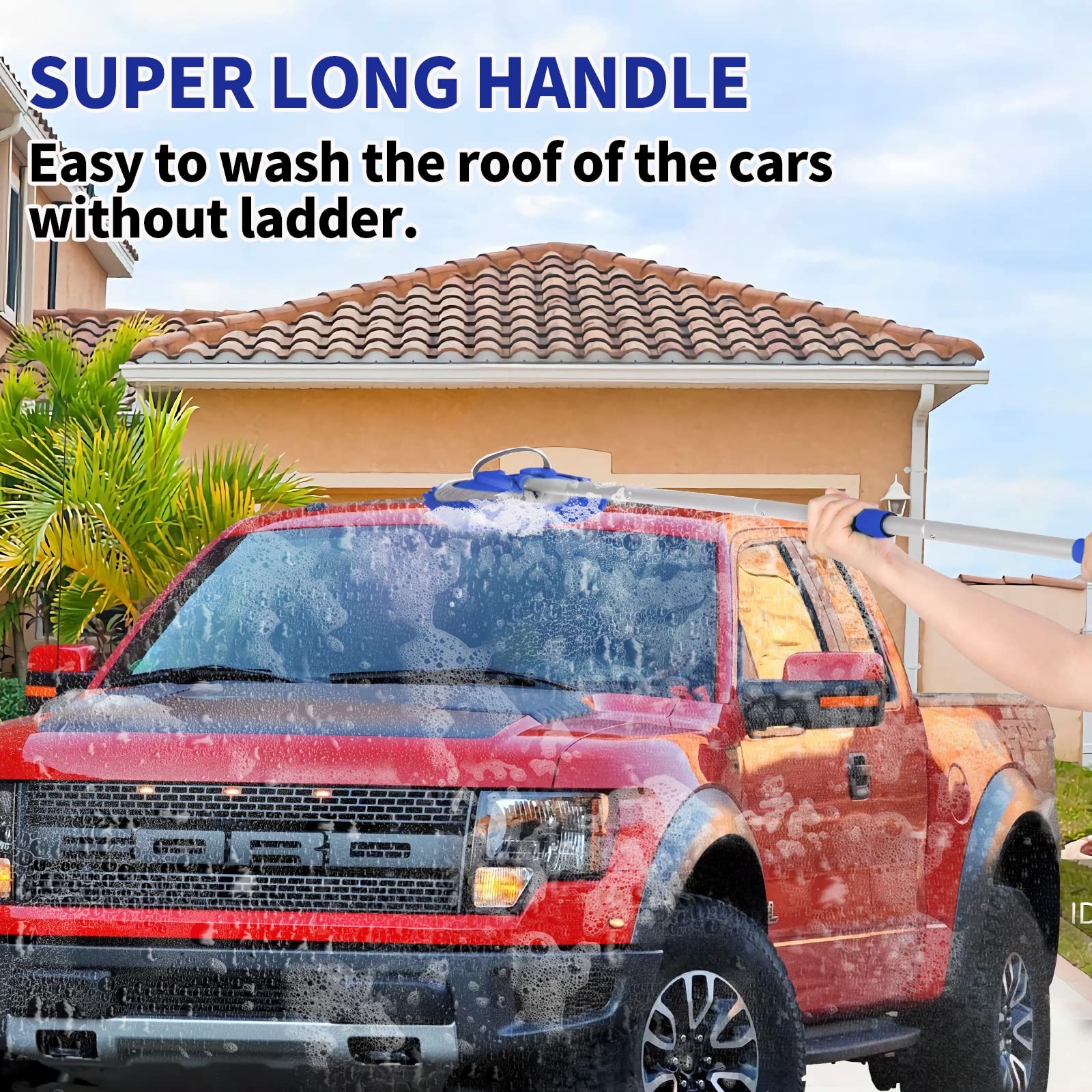62” Car Wash Brush Kit with Long Handle, Chenille Microfiber Car Wash Mop Mitt