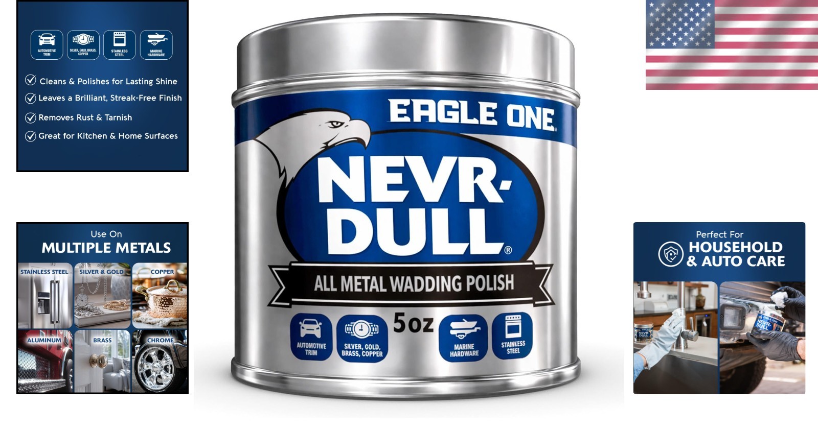 Nevr Dull All Metal Wadding Polish 5 oz – Effortless Shine for Every Surface
