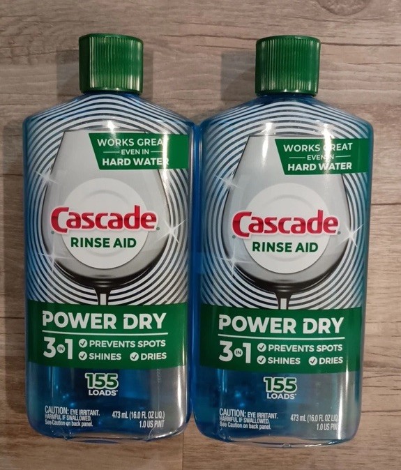 2x Cascade Power Dry Dishwasher Rinse Aid 16 Fl Oz New Lot Of 2 OH