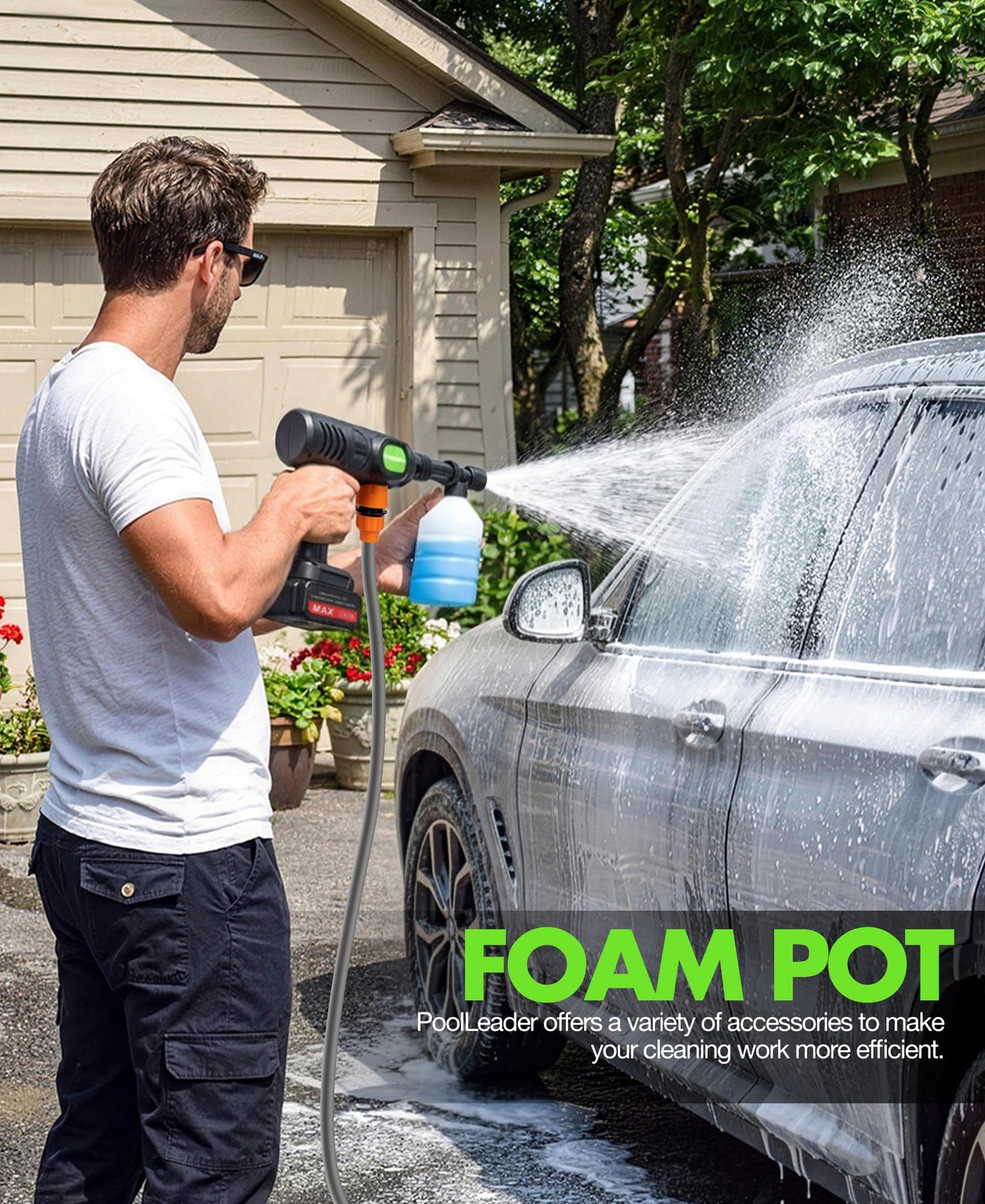 Cordless Car Washing Tool, Portable Vehicle Cleaner with 6-in-1 Nozzle & Foam…