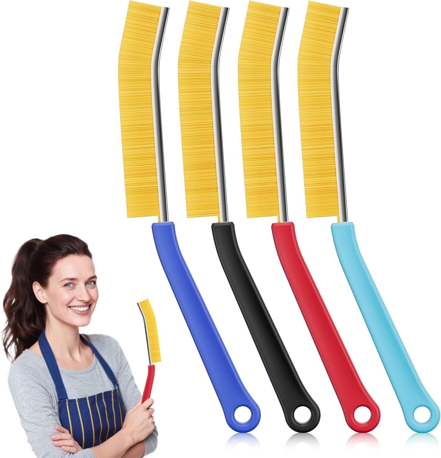 4 Pack Crevice Cleaning Brush Hard Bristle Grout Brush House Cleaning Supplies