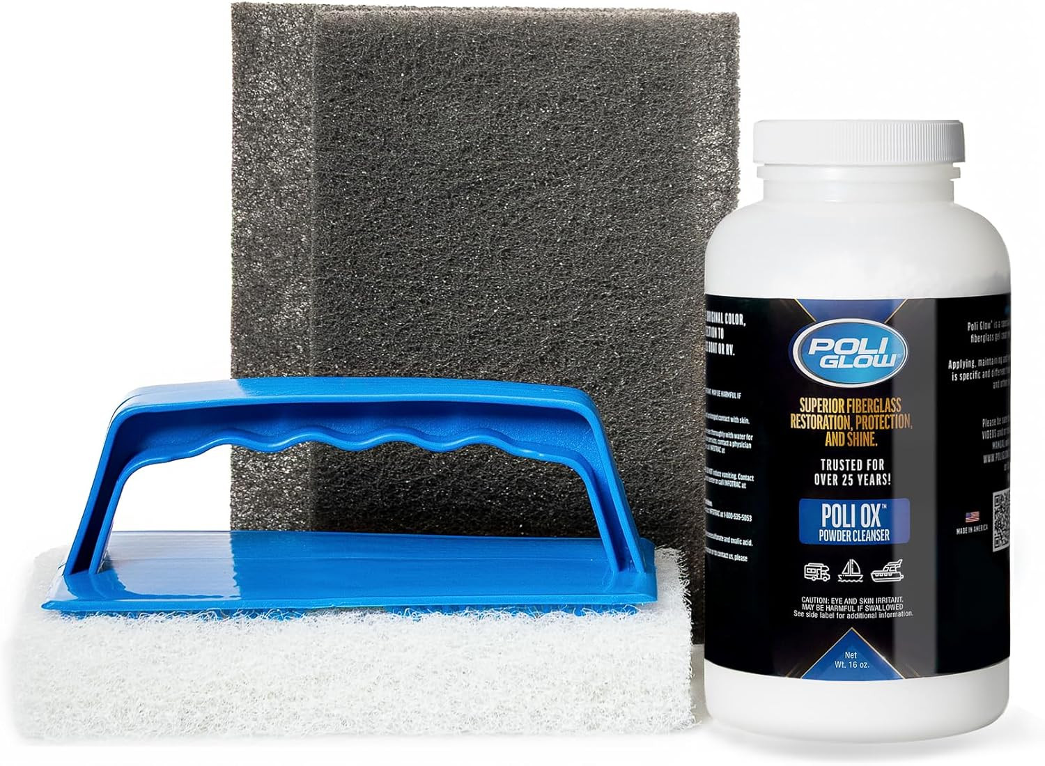 Poli Ox Oxidation Removal Kit for Boats, Rvs, or Fiberglass Surfaces–Removes