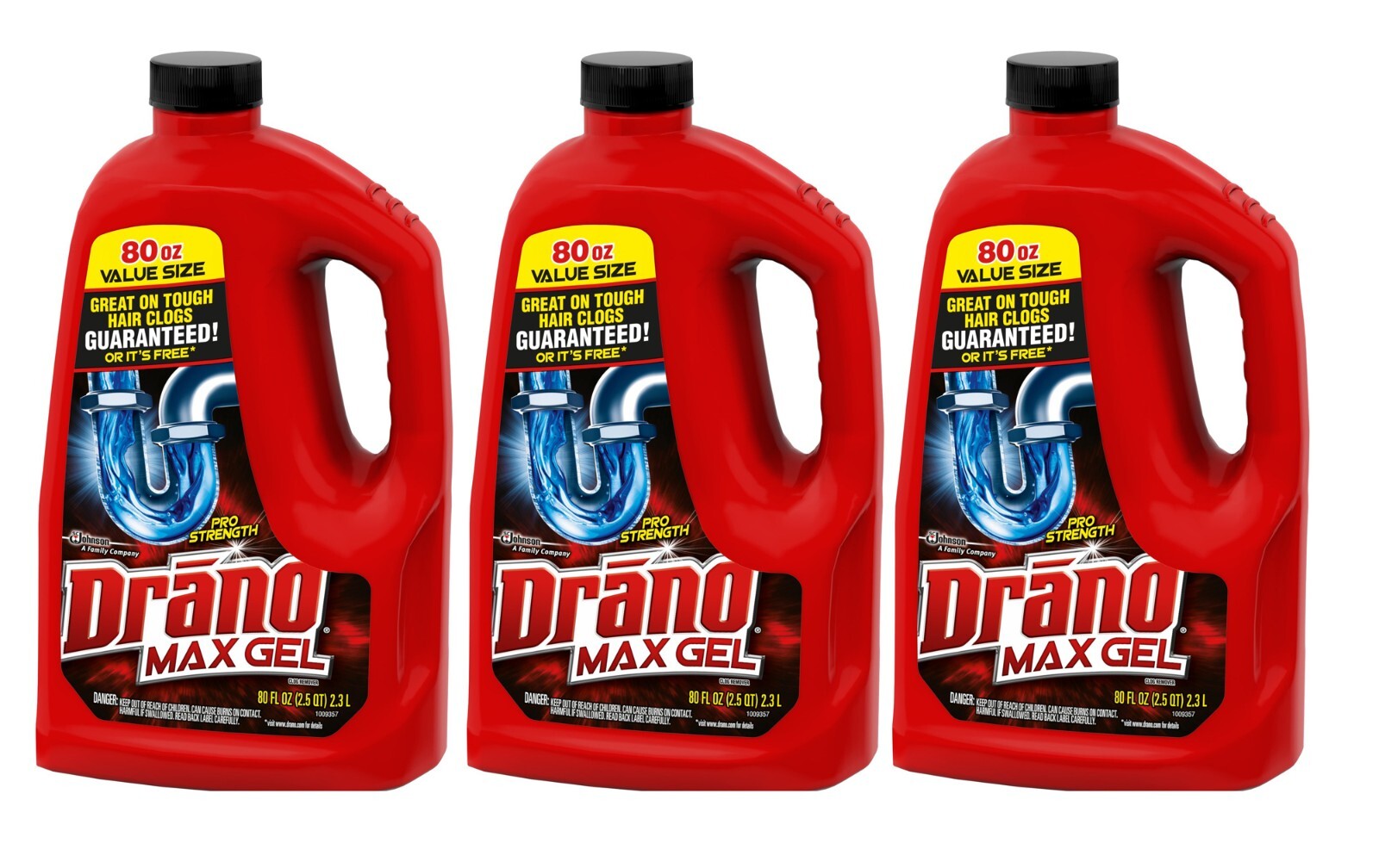 3 Pack Drano Max Gel Clog Remover Drain Cleaner Unscented Size 80 oz Jugs
