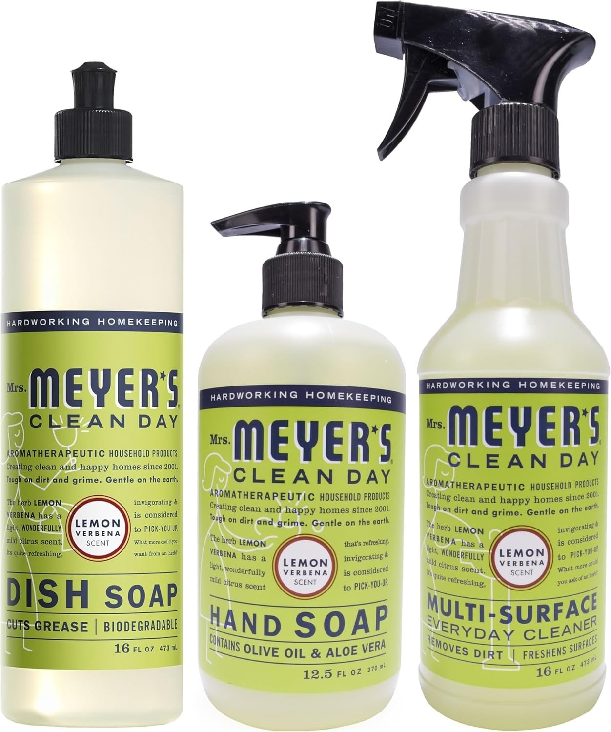 🔥✅ Mrs. Meyer’s Clean Day Kitchen Set Hand Soap Dish Soap Cleaner Lemon 3pc