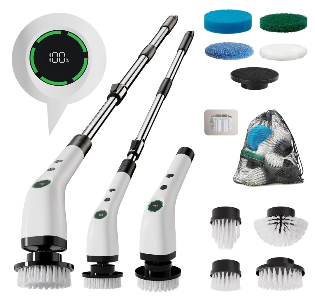 Electric Bathroom Cleaning Brush,Cordless Spin Scrubber FullBody Waterproof IPX7