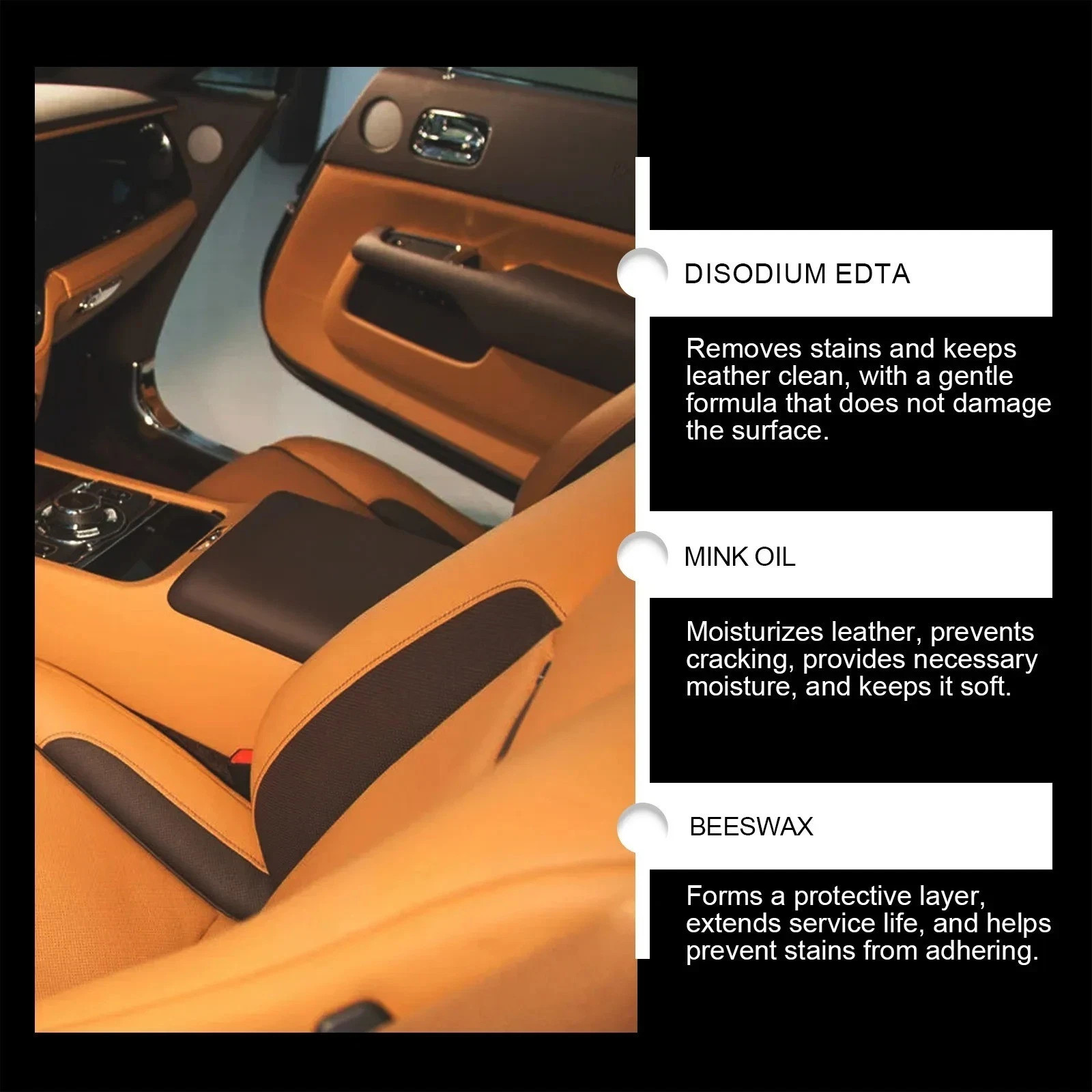 Car Leather Cleaning & Care Cream Mink Oil Polish Conditioner for Seats & Sofa