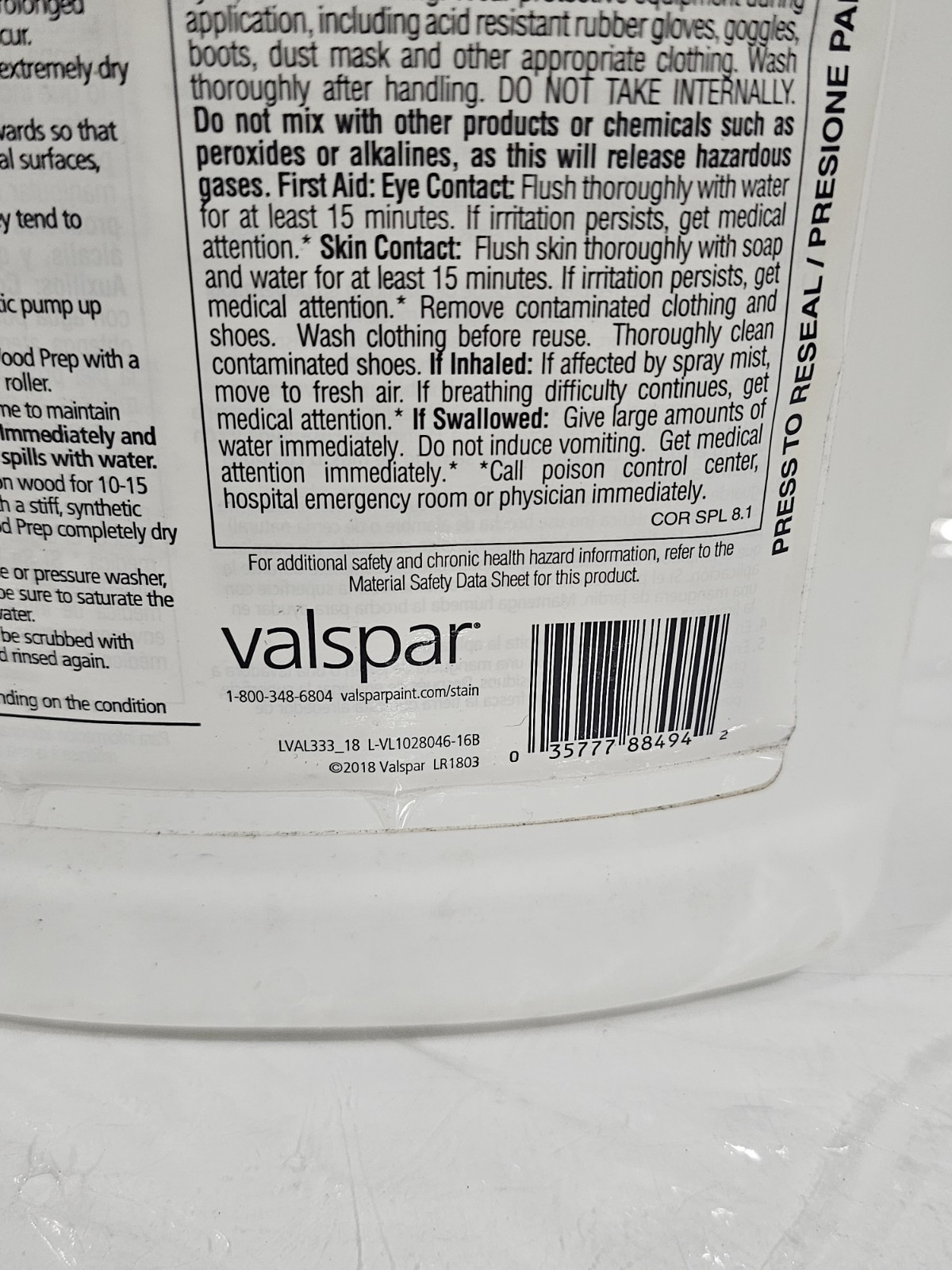 Valspar Wood Prep Deck Cleaner 128oz (2 Pack) Removes Stain Mildew Fence Patio