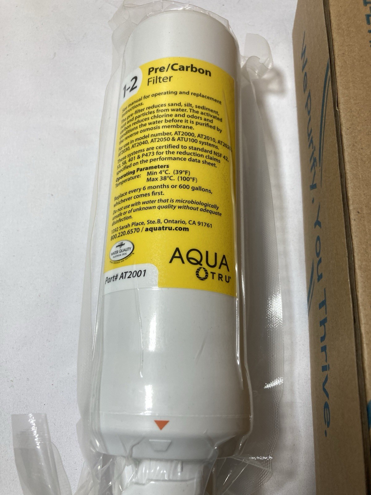 Open Box – AQUATru Pre/Carbon Stages 1-2 Water Filter AT2001 for Reverse Osmosis