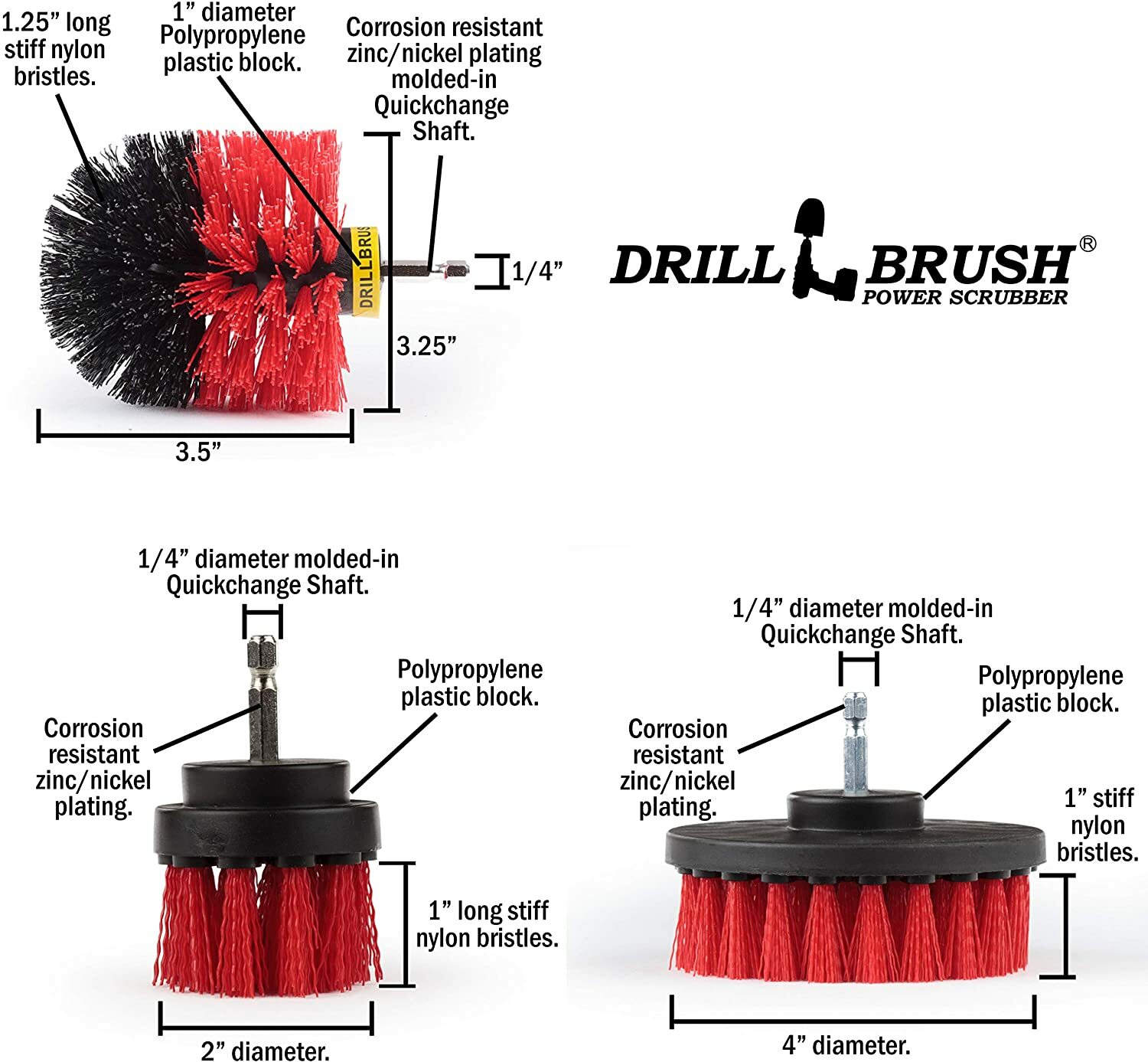 Drillbrush Scrub Brush – Drill Scrub Brush Attachment 7- Stone Cleaning – Deep