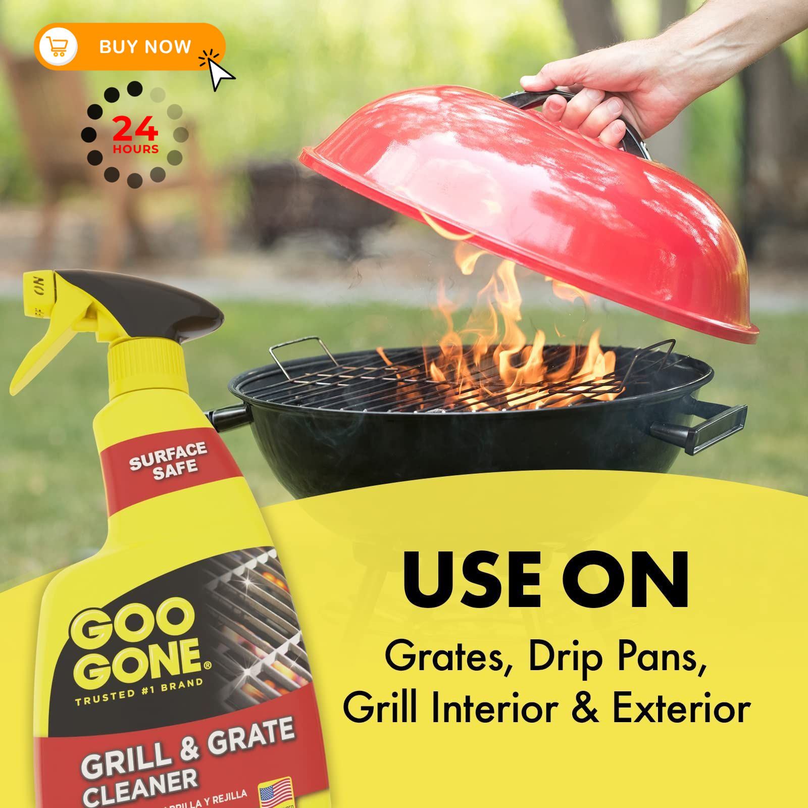 Goo Gone Grill and Grate Cleaner – 24 Ounce – 24 Fl Oz (Pack of 1), Clear