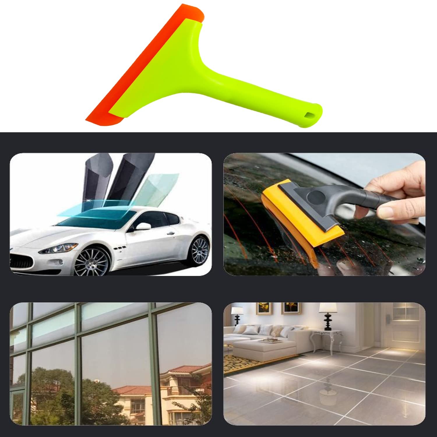 2pcs Silicone Squeegee for Shower Glass Door, Window Cleaning, Auto Water Bla…