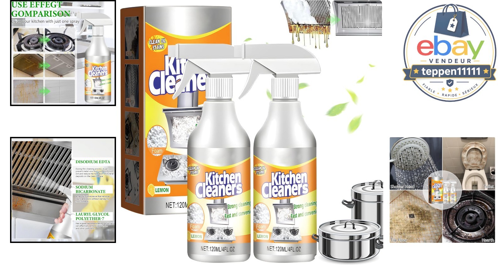 Kitchen Foam Cleaner, All Purpose Stain Remover, 2PCS