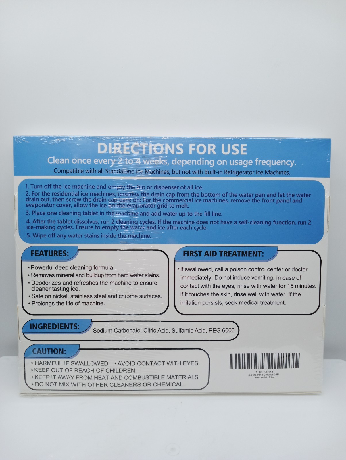 2x Ice Machine Cleaner Descaler Gentle Household Cleaning Descaling (36 Pack)