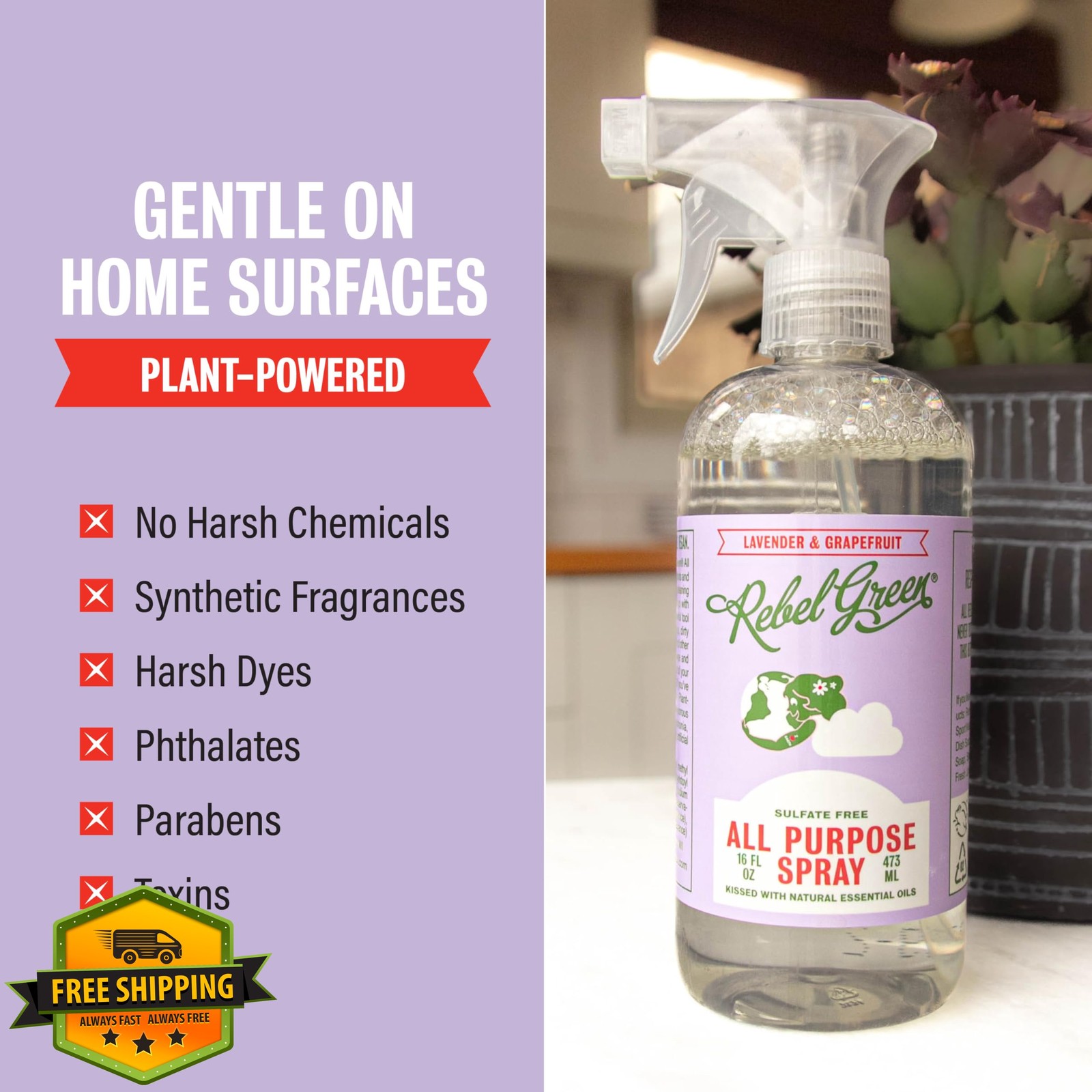 Rebel Green Lavender Grapefruit Cleaner 16 Fl Oz