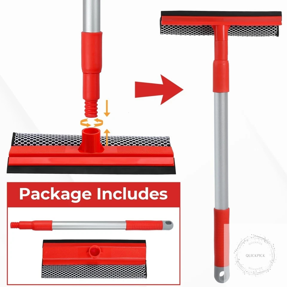 Windshield Cleaner Tool 2 in 1 Car Window Squeegee with Extendable Handle (18″-