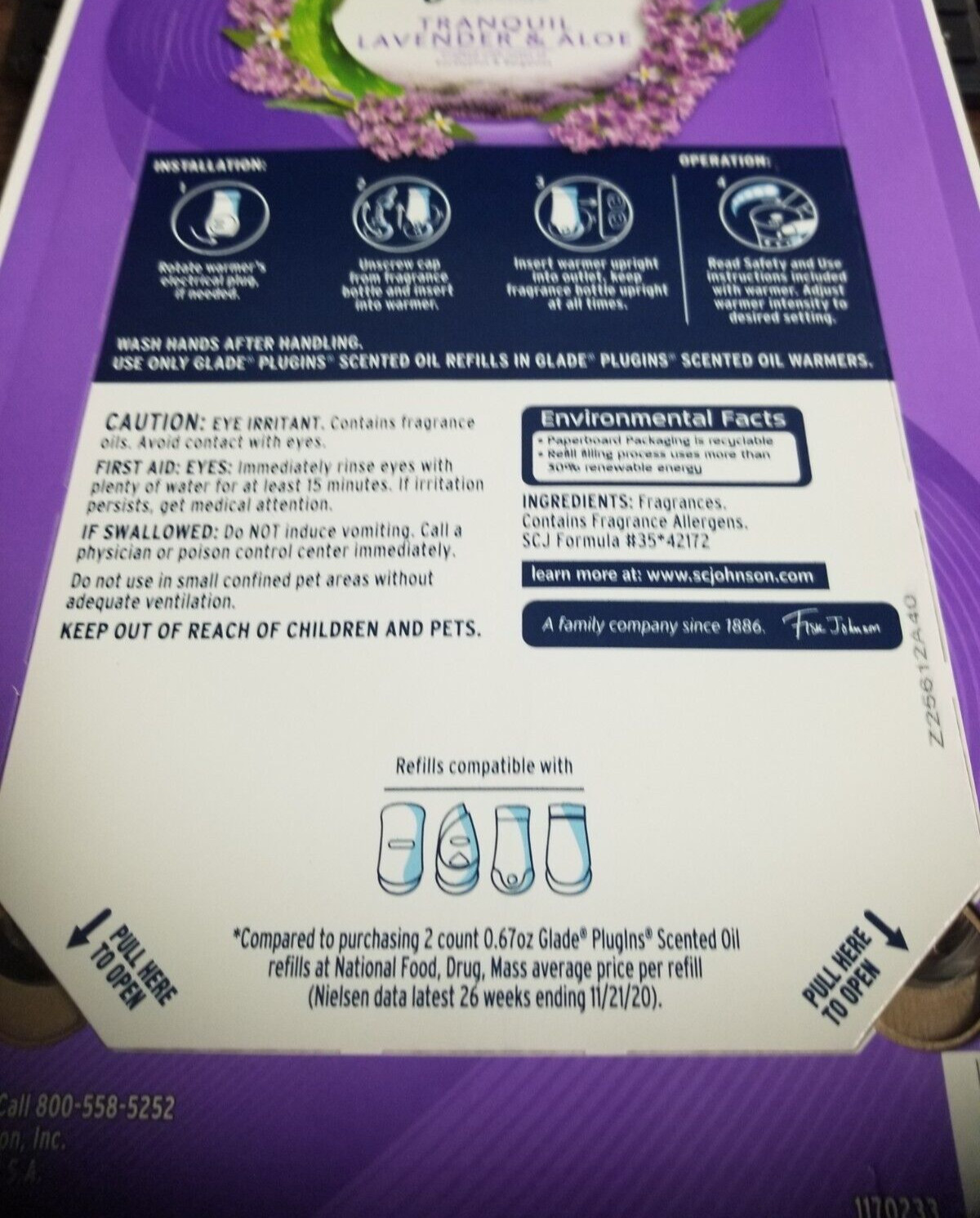 AIRWICK LAVENDER & ALOE SCENTED, PLUG-IN (9-0.71 oz REFILLS ONLY), 9 REFILLS
