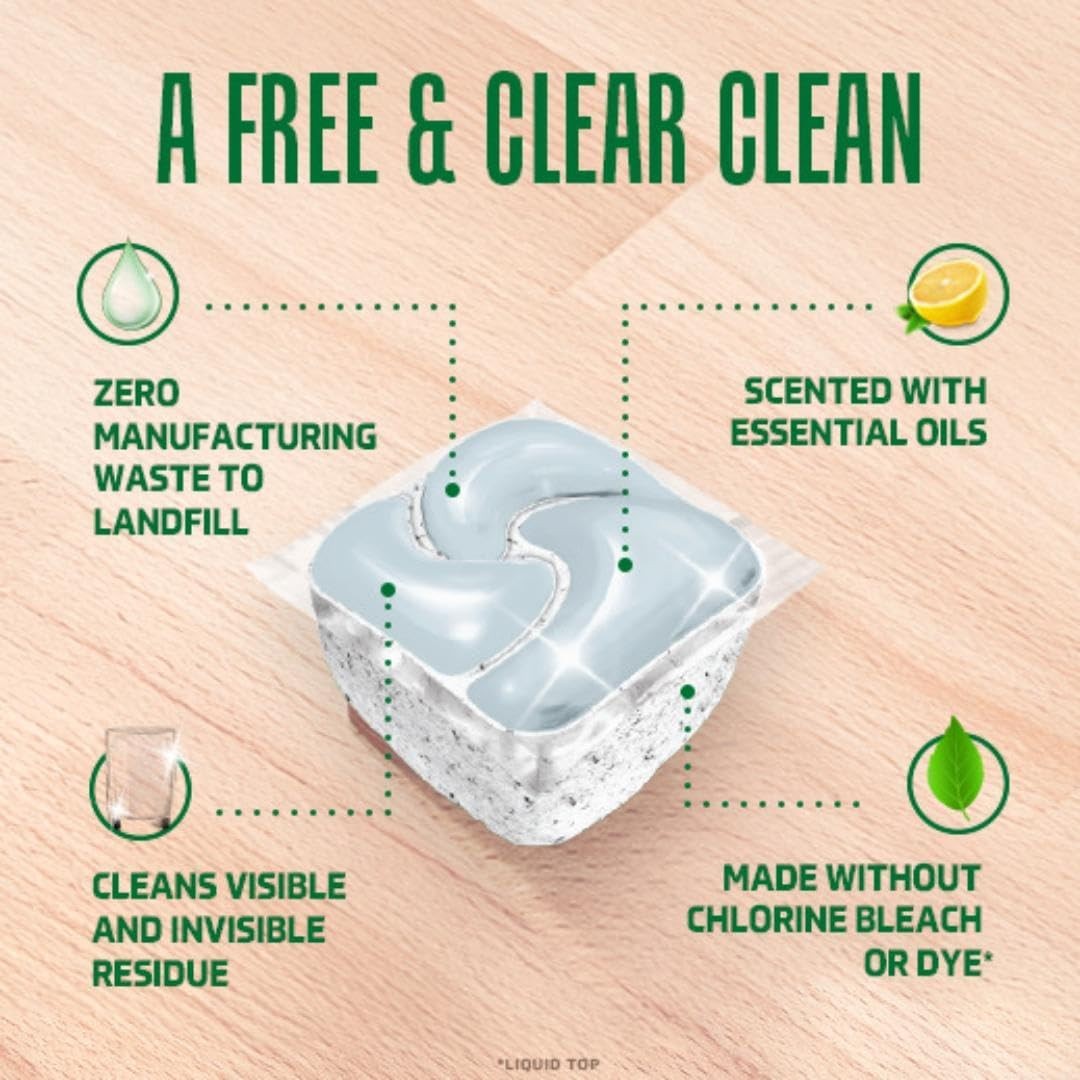 Cascade Free & Clear Dishwasher Pods, Dishwasher Detergent, Dish Detergent Soap,