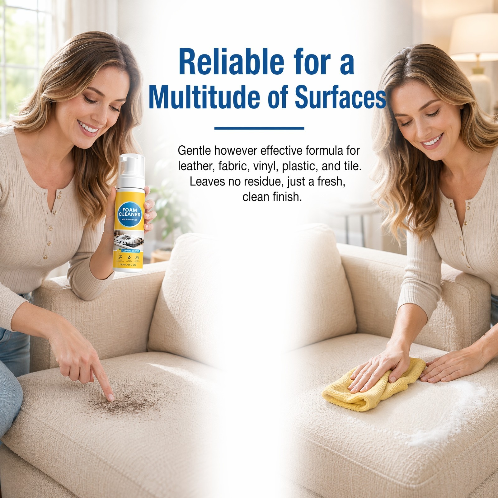 4-in-1 Multi Enzyme No-Rinse Foam Cleaner for Car Kitchen Bathroom Sofa