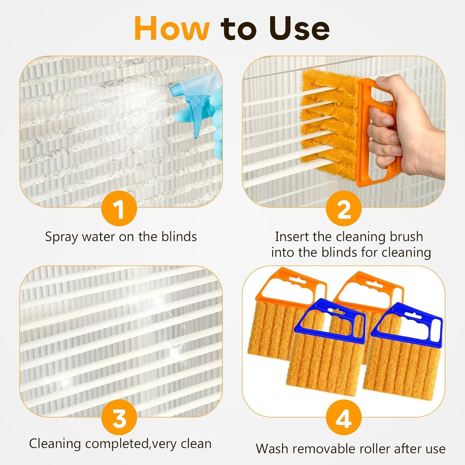 Blind Cleaner Duster Tool Set 4 Pieces Microfiber Washable Removal Window Air