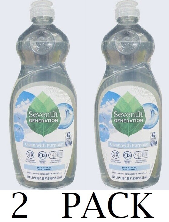 2x Seventh Generation Free and Clear Liquid Dish Soap Detergent 19 fl oz 2 PACK