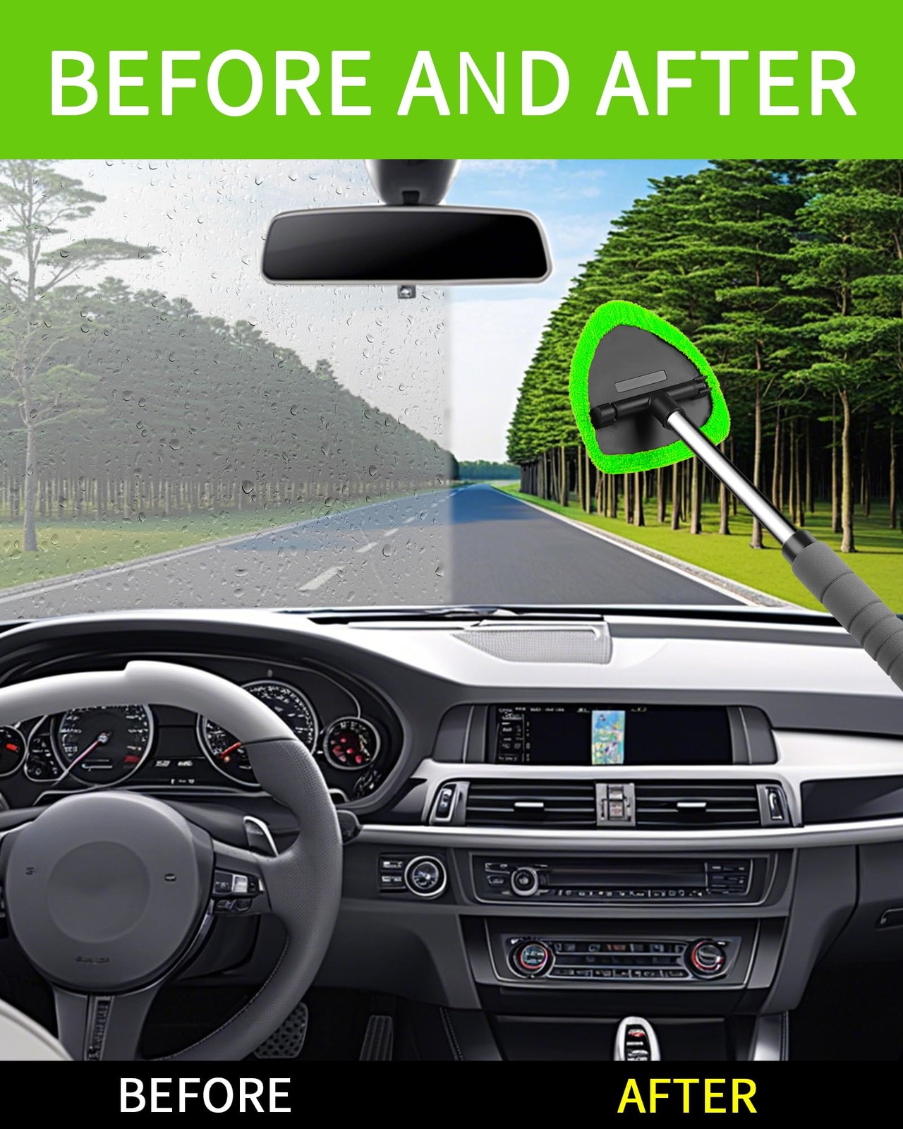 Auto Window Cleaning Tool Retractable Windshield Cleaner Wand Car Window Glass C