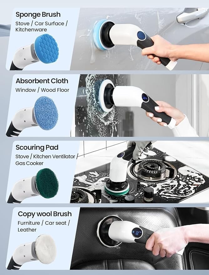 Spin Scrubber Kit Electric Scrubber for Bathroom Cleaning Tile Grout Tub Stove
