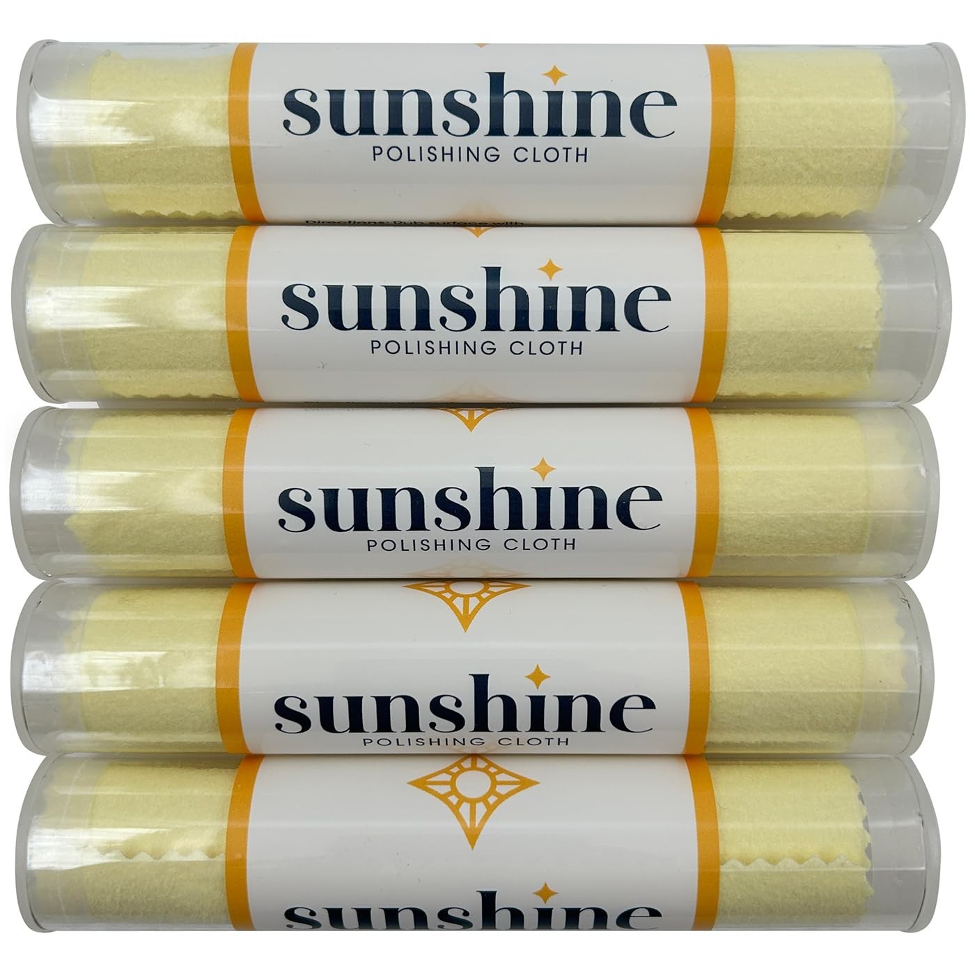 Sunshine 5 Polishing Cloths Jewelry Cleaner Tube Silver Brass Gold Copper,