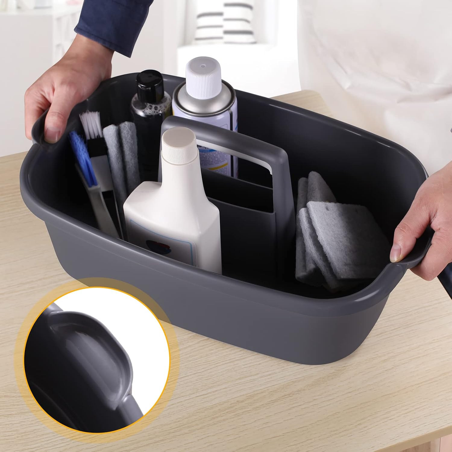 2-Pack Large Gray Cleaning Caddy for Cleaning Supplies with Handle – Portable Pl