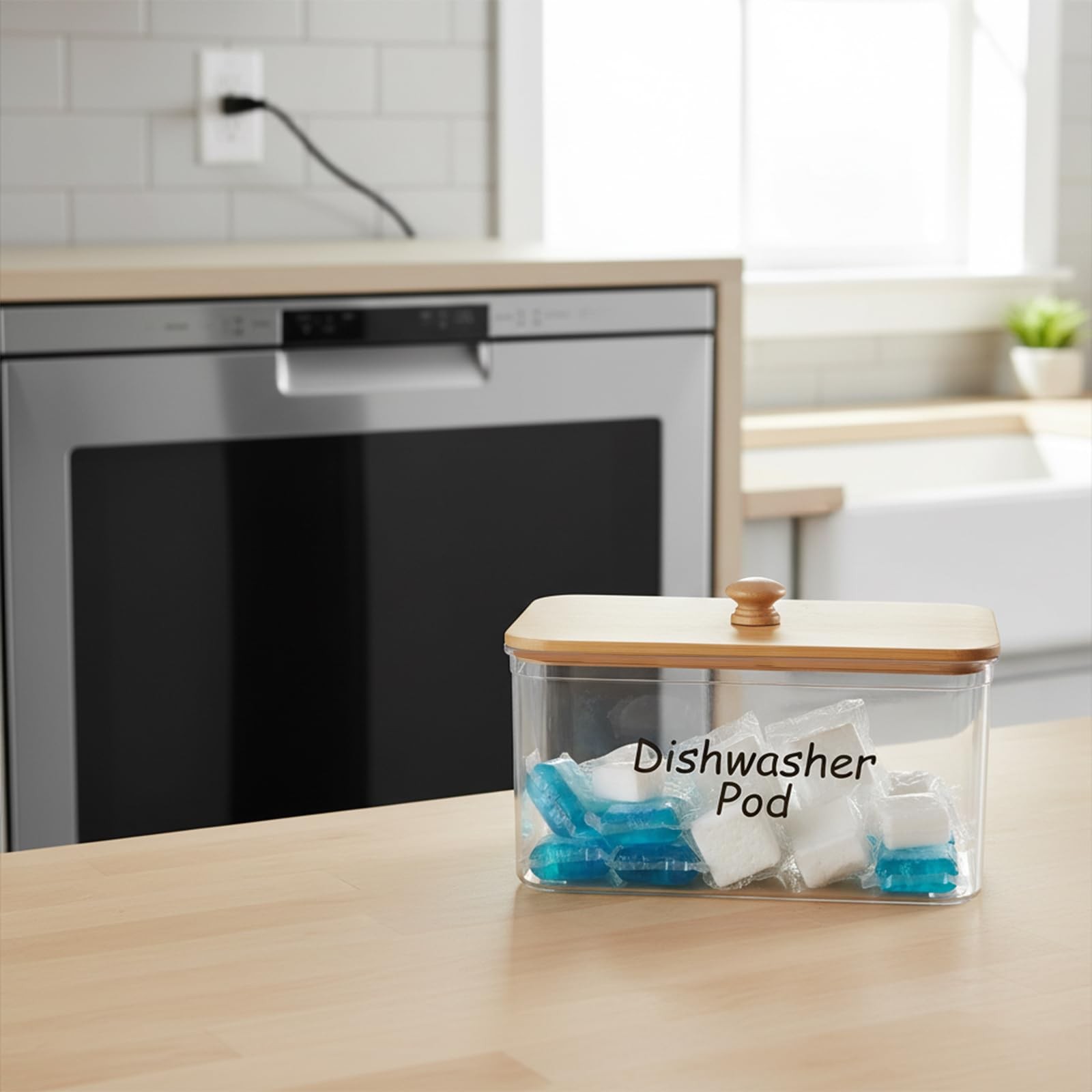 2 Pack Laundry Pods Container, Acrylic Dishwasher Pods Holder with Lid, Laund…