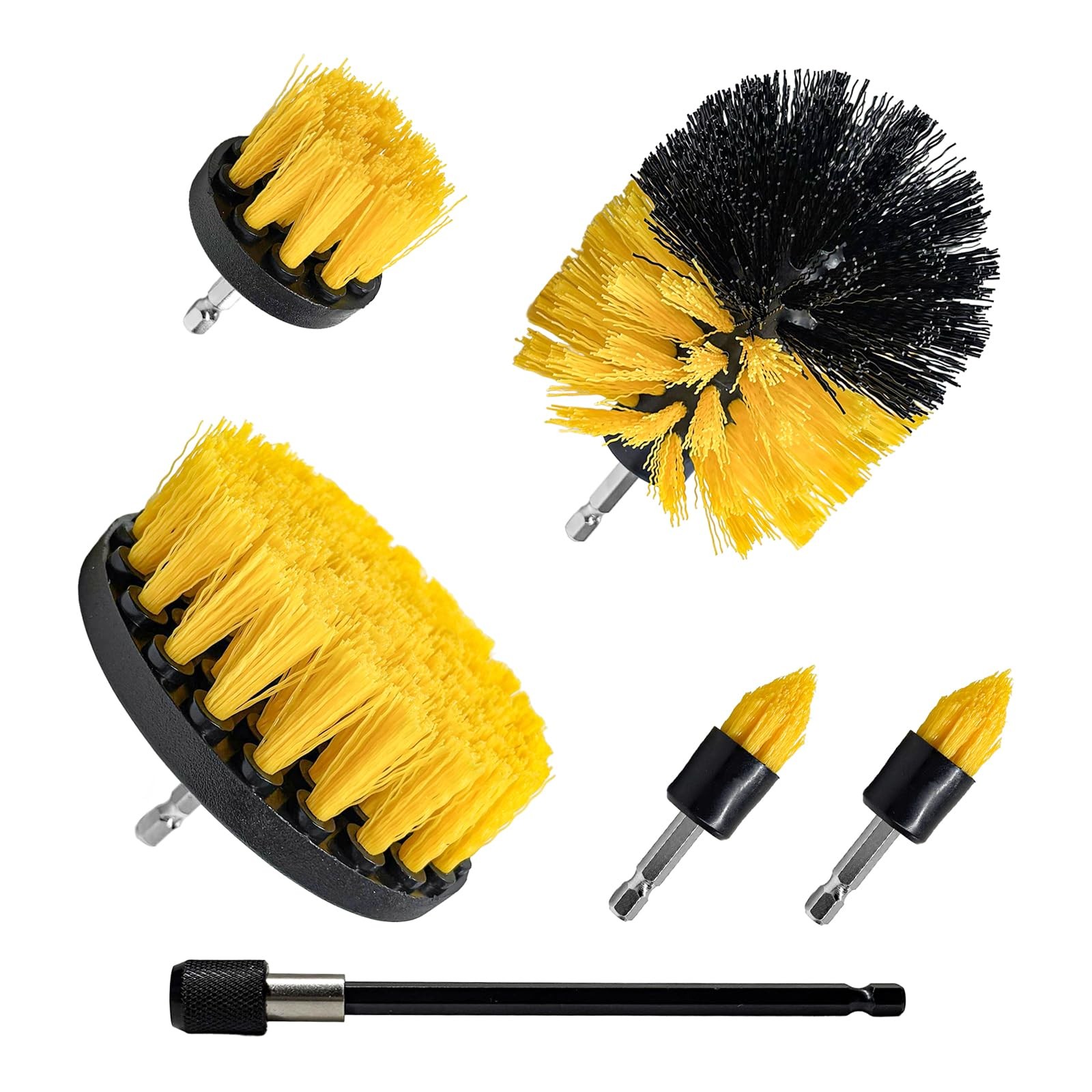 6PCS Drill Brush Attachment Set 1/4in Power Scrubber Cleaning Kit for Car Floor