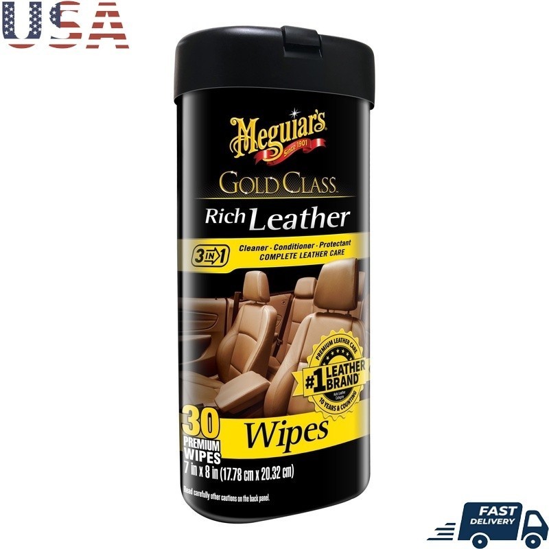 Leather Cleaner Conditioner Wipes Cleans Protects Nourishes 25 Count Non Linting