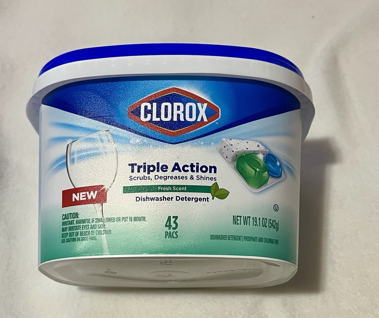 Lot of 3 Clorox Triple Action Dishwashing Detergent-Fresh Scent 43 Pacs 129 Pacs