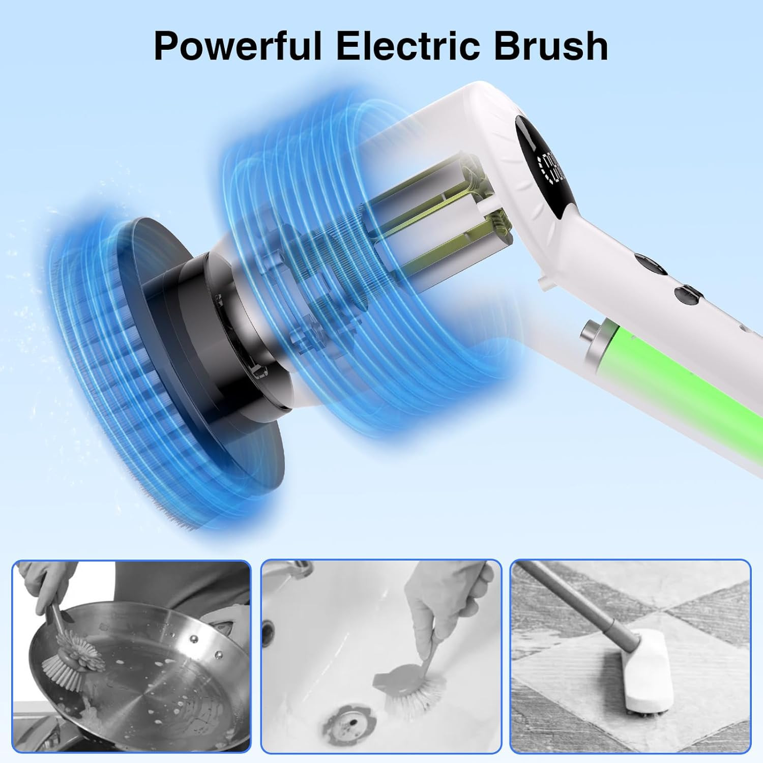 Electric Spin Scrubber，Upgrade Electric Spin Cordless Tub and Tile Scrubber W/ A