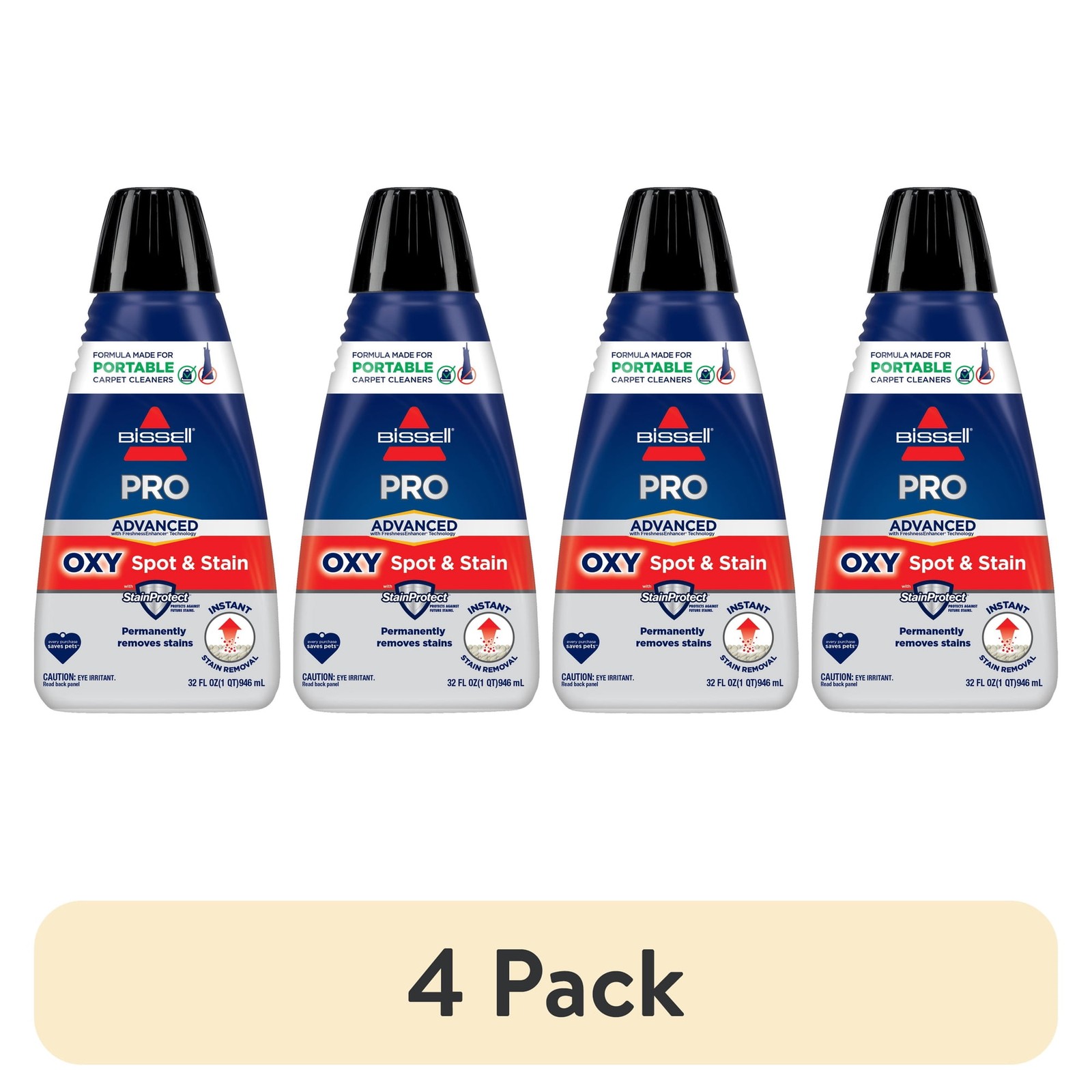 4 pack BISSELL Advanced Pro Oxy Spot and Stain Cleaner with StainProtect, Port