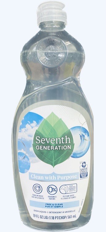 Seventh Generation Free and Clear Liquid Dish Soap Detergent 19 fl oz FREE SHIP