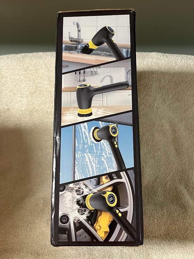 9 in 1 Electric Spin Scrubber Quiet Cordless LED Display Yellow 18000 RPM NIB
