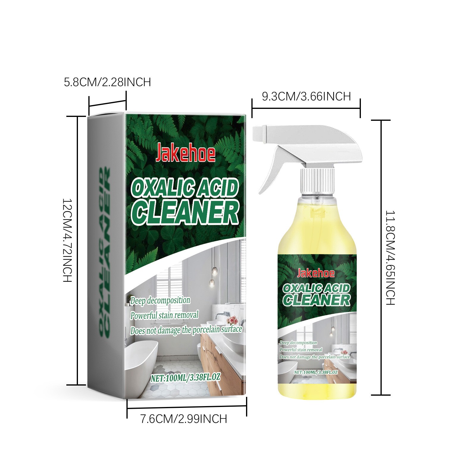 1~3 Pack Ox-alic Acid Cleaner Spray, Powerful Stain Removal for Toilet Bathroom