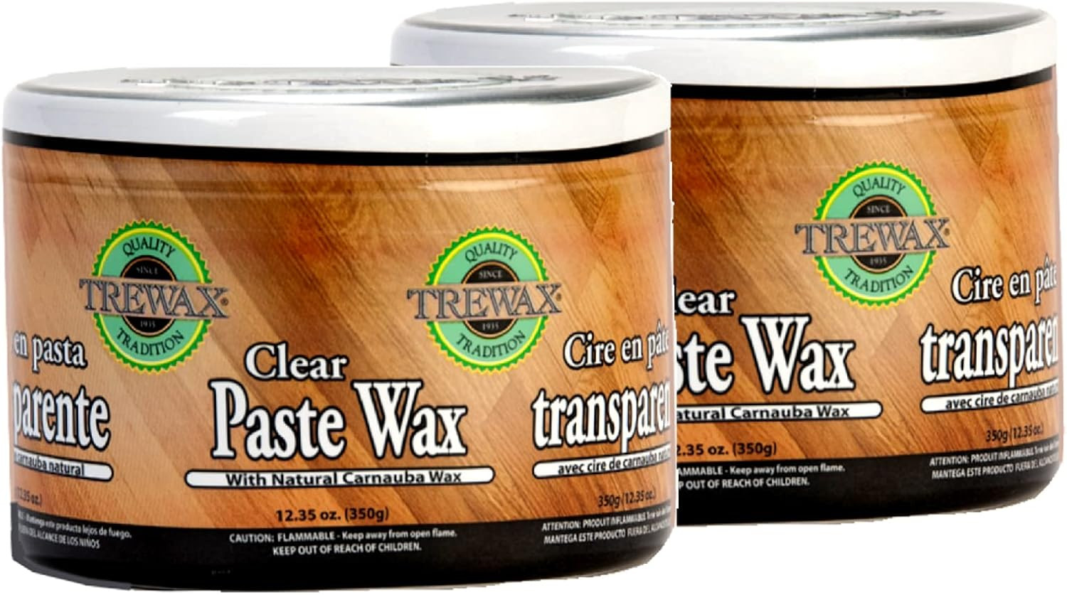 Paste Wax with Carnauba Wax, Clear, 12.35-Ounce, Pack of 2, Ideal on Hardwood Fl